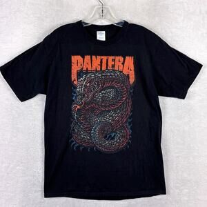 VTG Pantera TShirt Mens M Black Snake Heavy Metal Rock Ring Spun Band Tee 90s